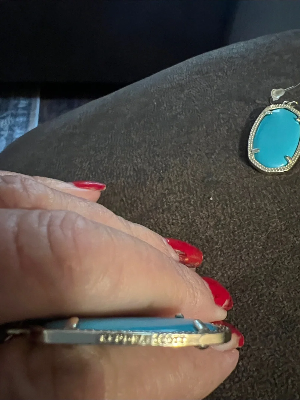 Kendra ScottTurquoise Color Oval Drop Earrings in Gold Tone